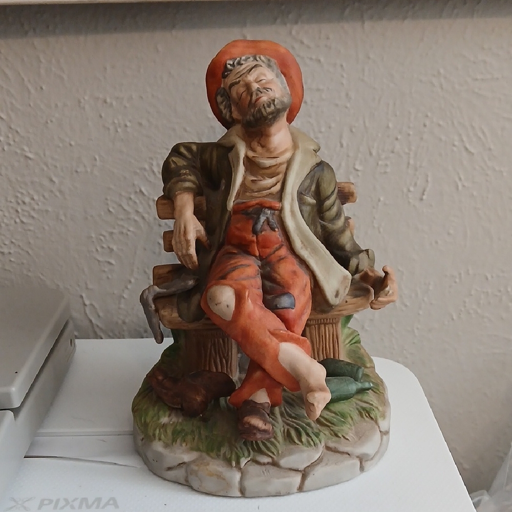 Vintage Hobo On A Bench Figurine